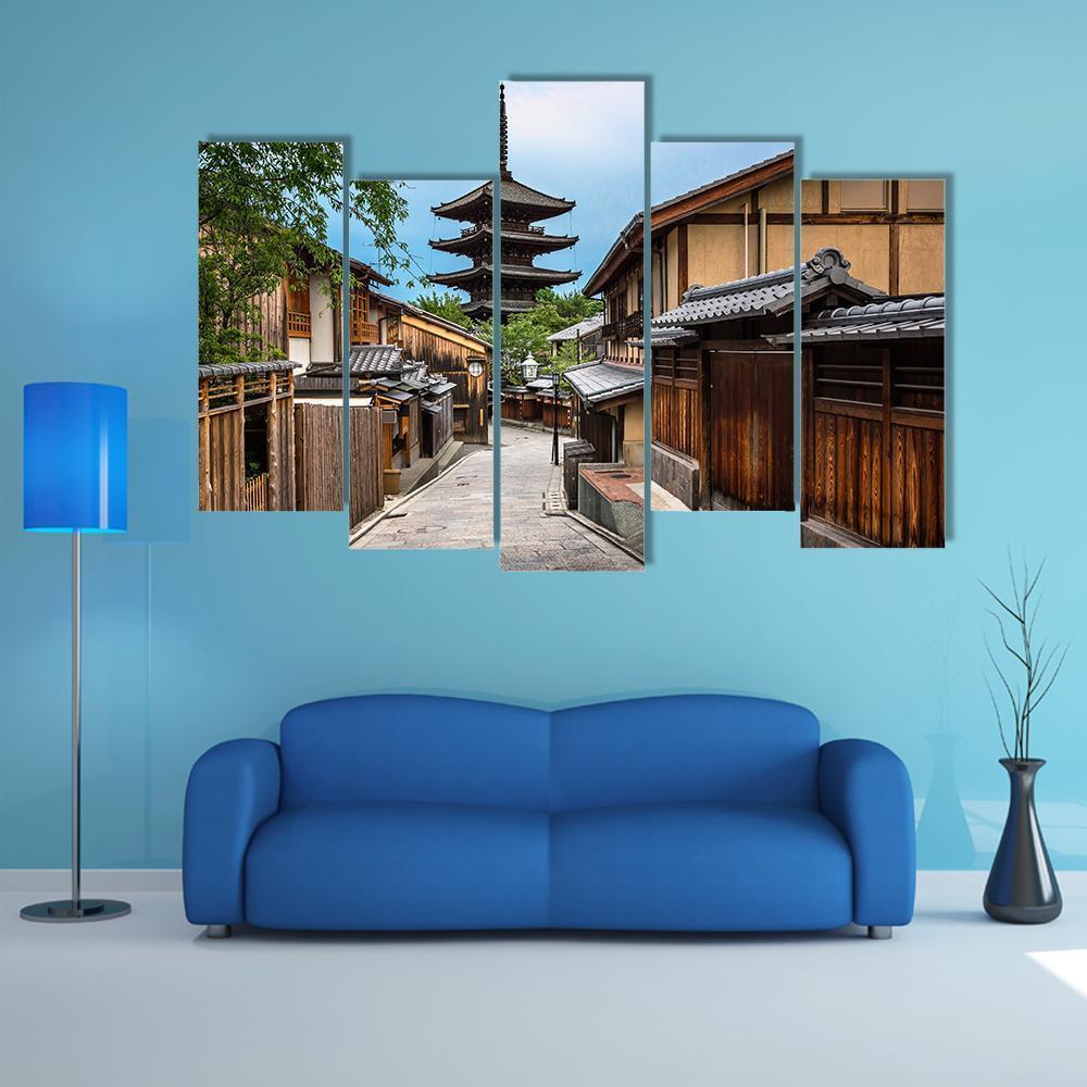 Yasaka Pagoda And Sannen Zaka Street Canvas Wall Art-5 Pop-Gallery Wrap-47" x 32"-Tiaracle
