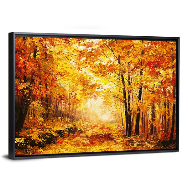 Yellow Autumn Forest Canvas Wall Art-3 Horizontal-Gallery Wrap-25&quot; x 16&quot;-Tiaracle