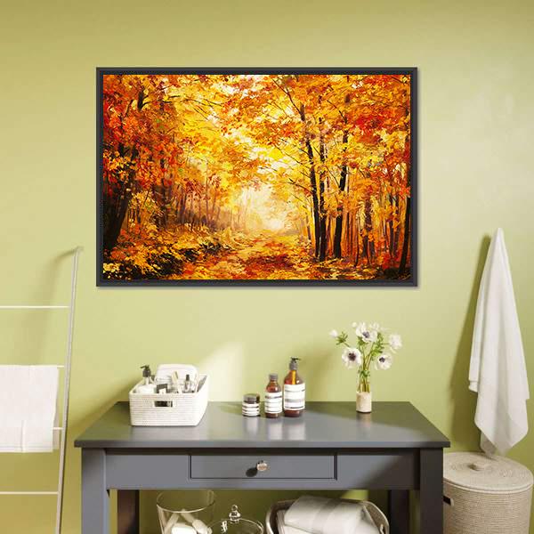 Yellow Autumn Forest Canvas Wall Art-3 Horizontal-Gallery Wrap-25&quot; x 16&quot;-Tiaracle