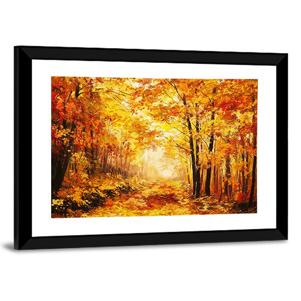 Yellow Autumn Forest Canvas Wall Art-3 Horizontal-Gallery Wrap-25&quot; x 16&quot;-Tiaracle