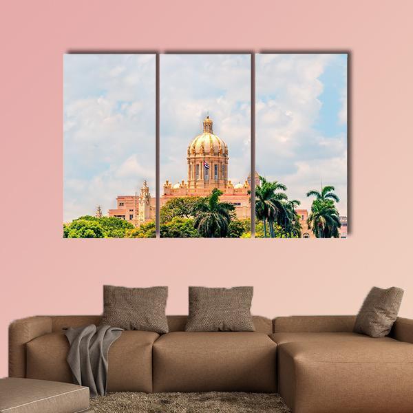 Ancient Building In Cuba Canvas Wall Art-3 Horizontal-Gallery Wrap-37" x 24"-Tiaracle