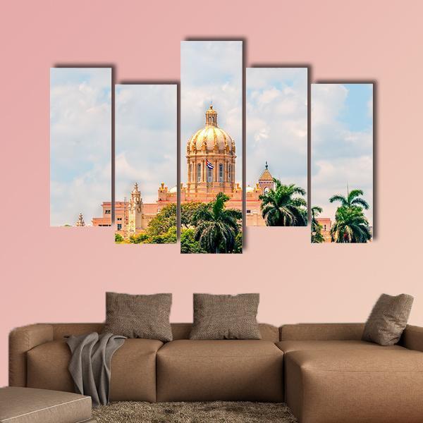 Ancient Building In Cuba Canvas Wall Art-5 Pop-Gallery Wrap-47" x 32"-Tiaracle