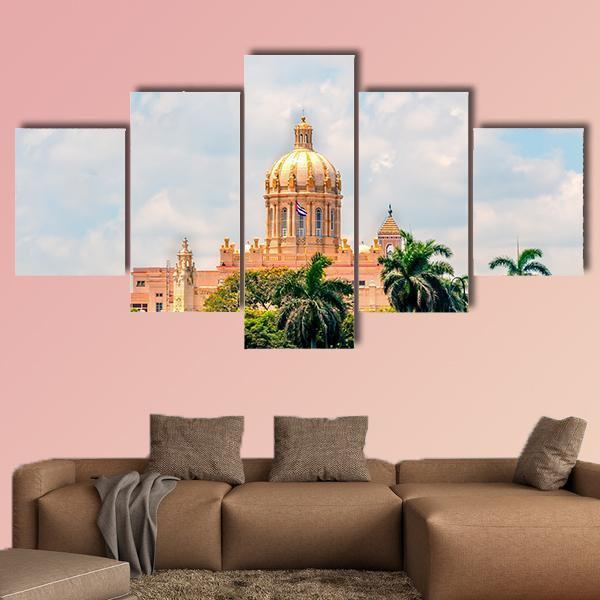Ancient Building In Cuba Canvas Wall Art-5 Pop-Gallery Wrap-47" x 32"-Tiaracle