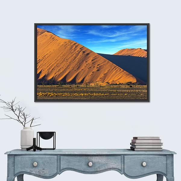 Yellow Dunes Of Namib Desert Canvas Wall Art-1 Piece-Floating Frame-24" x 16"-Tiaracle
