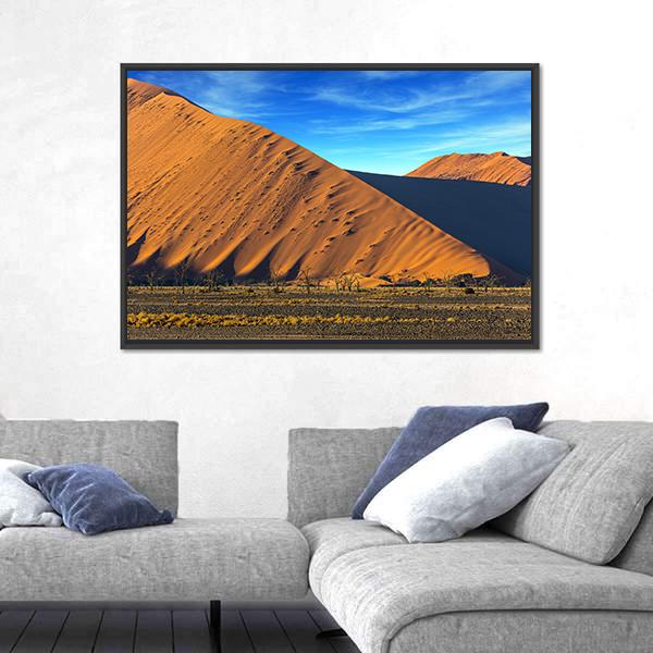 Yellow Dunes Of Namib Desert Canvas Wall Art-3 Horizontal-Gallery Wrap-25" x 16"-Tiaracle