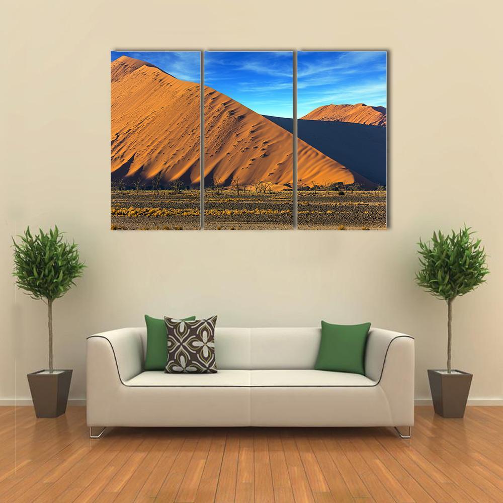 Yellow Dunes Of Namib Desert Canvas Wall Art-3 Horizontal-Gallery Wrap-37" x 24"-Tiaracle