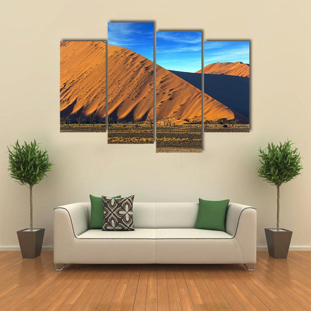 Yellow Dunes Of Namib Desert Canvas Wall Art-4 Pop-Gallery Wrap-50" x 32"-Tiaracle