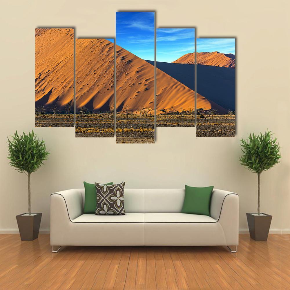 Yellow Dunes Of Namib Desert Canvas Wall Art-5 Pop-Gallery Wrap-47" x 32"-Tiaracle
