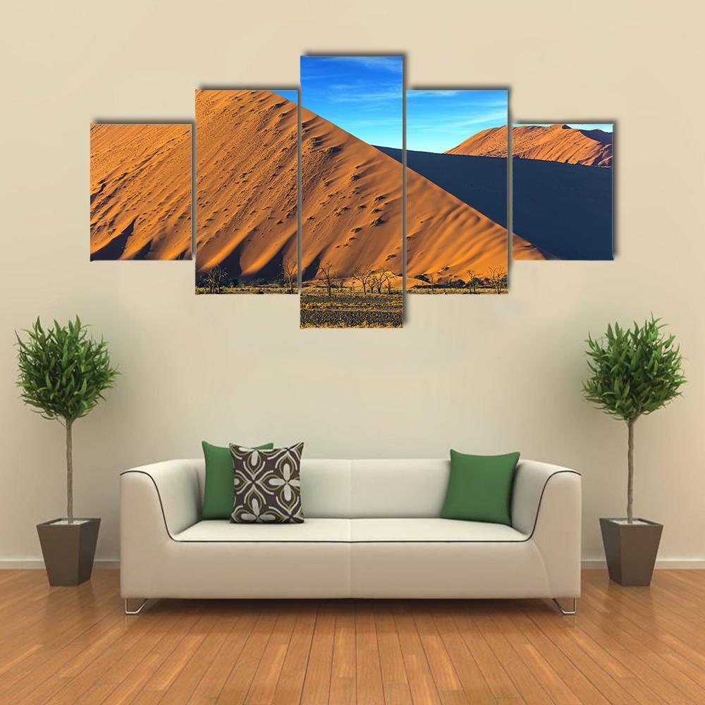 Yellow Dunes Of Namib Desert Canvas Wall Art-5 Star-Gallery Wrap-62" x 32"-Tiaracle