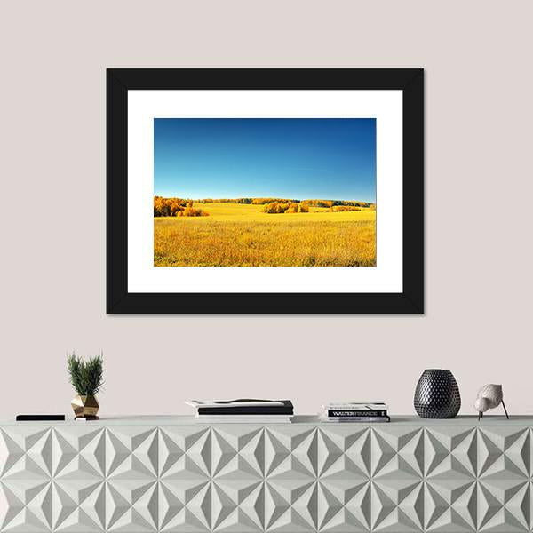Yellow Field And Blue Sky Canvas Wall Art-1 Piece-Framed Print-20" x 16"-Tiaracle