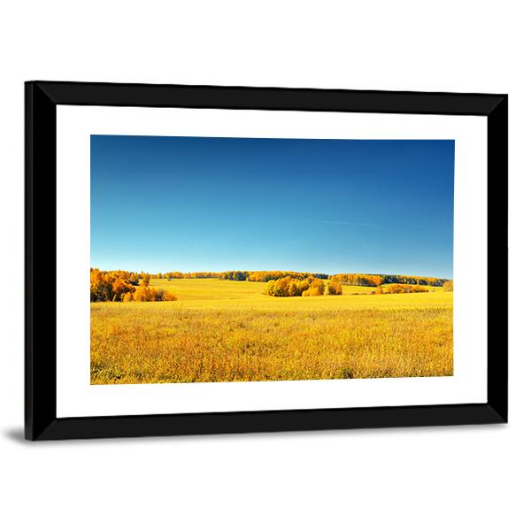 Yellow Field And Blue Sky Canvas Wall Art-3 Horizontal-Gallery Wrap-25" x 16"-Tiaracle