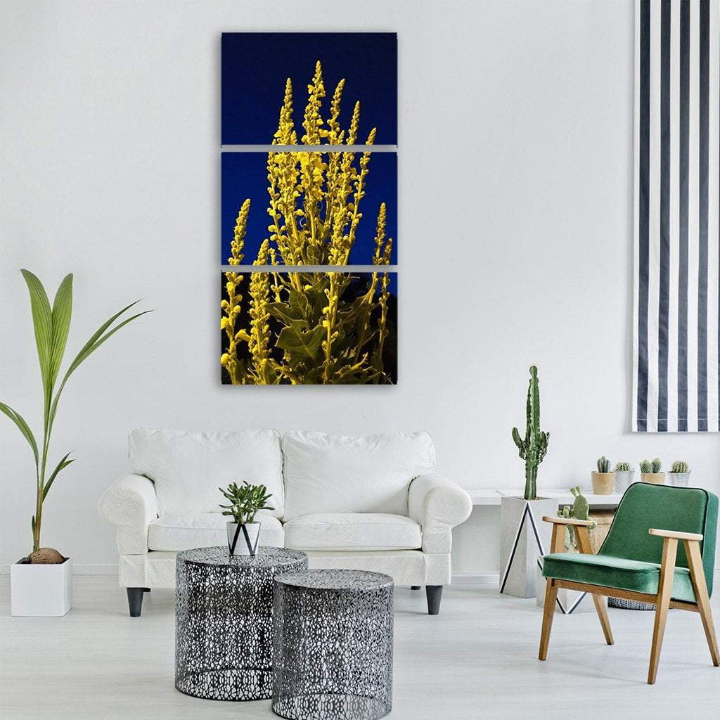 Yellow Flowers Vertical Canvas Wall Art-3 Vertical-Gallery Wrap-12" x 25"-Tiaracle