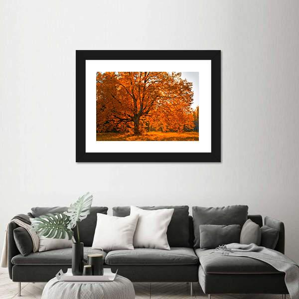 Yellow Leaves In Autumn Canvas Wall Art-3 Horizontal-Gallery Wrap-25" x 16"-Tiaracle