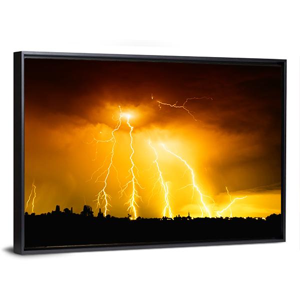Yellow Light Thunderbolts Canvas Wall Art-5 Horizontal-Gallery Wrap-22" x 12"-Tiaracle