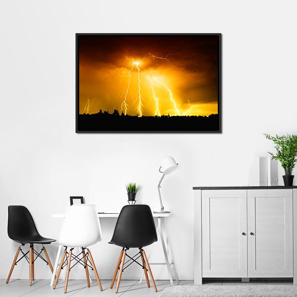 Yellow Light Thunderbolts Canvas Wall Art-5 Horizontal-Gallery Wrap-22" x 12"-Tiaracle