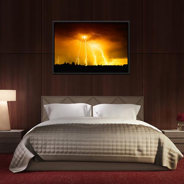 Yellow Light Thunderbolts Canvas Wall Art-5 Horizontal-Gallery Wrap-22" x 12"-Tiaracle