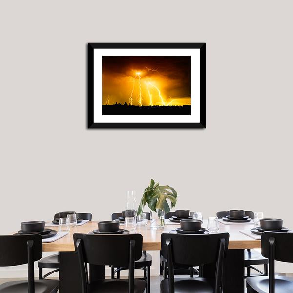 Yellow Light Thunderbolts Canvas Wall Art-5 Horizontal-Gallery Wrap-22" x 12"-Tiaracle