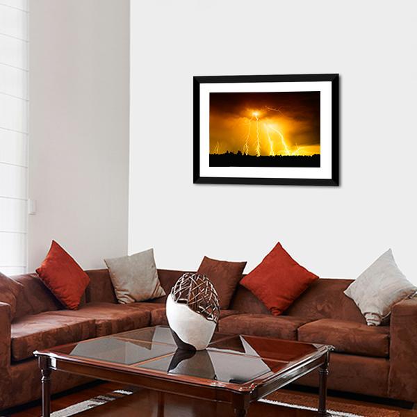 Yellow Light Thunderbolts Canvas Wall Art-5 Horizontal-Gallery Wrap-22" x 12"-Tiaracle