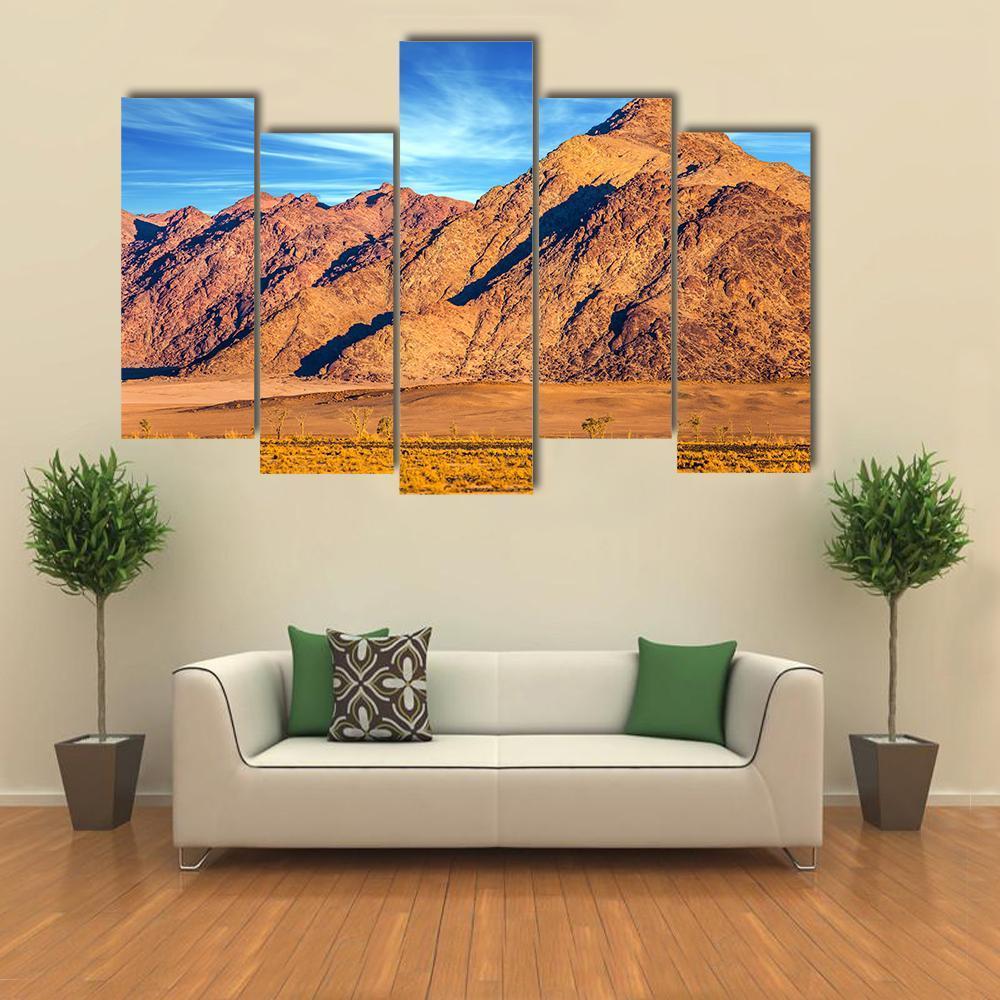 Yellow Mountains Of Namib Desert Canvas Wall Art-5 Pop-Gallery Wrap-47" x 32"-Tiaracle