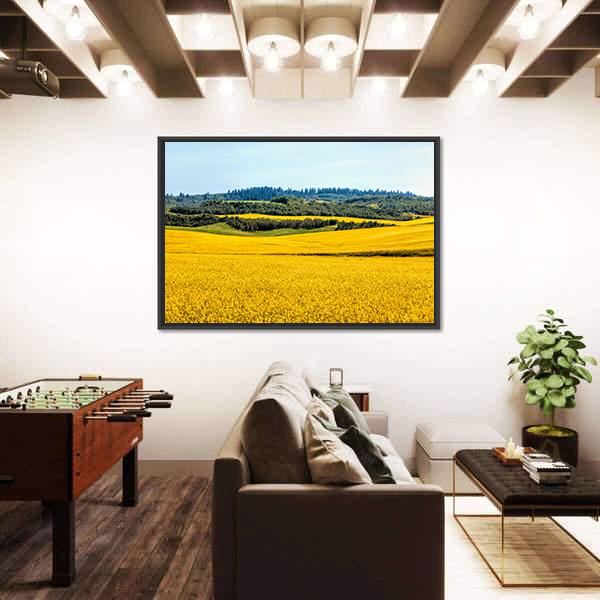 Yellow Mustard Fields Canvas Wall Art-3 Horizontal-Gallery Wrap-25" x 16"-Tiaracle