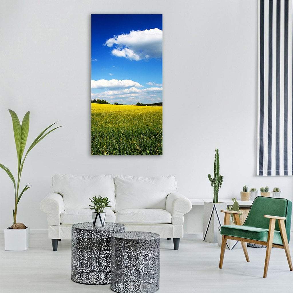 Yellow Oil Seed Spring Fields Vertical Canvas Wall Art-1 Vertical-Gallery Wrap-12" x 24"-Tiaracle