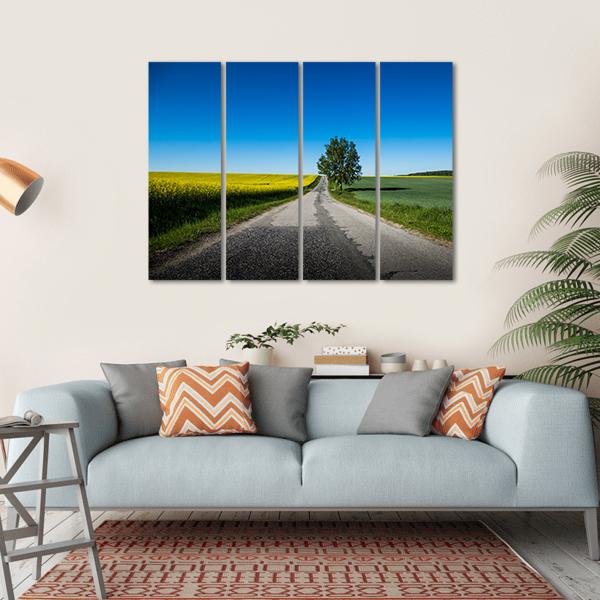 Yellow Rapeseed Field Canvas Wall Art-4 Horizontal-Gallery Wrap-34" x 24"-Tiaracle