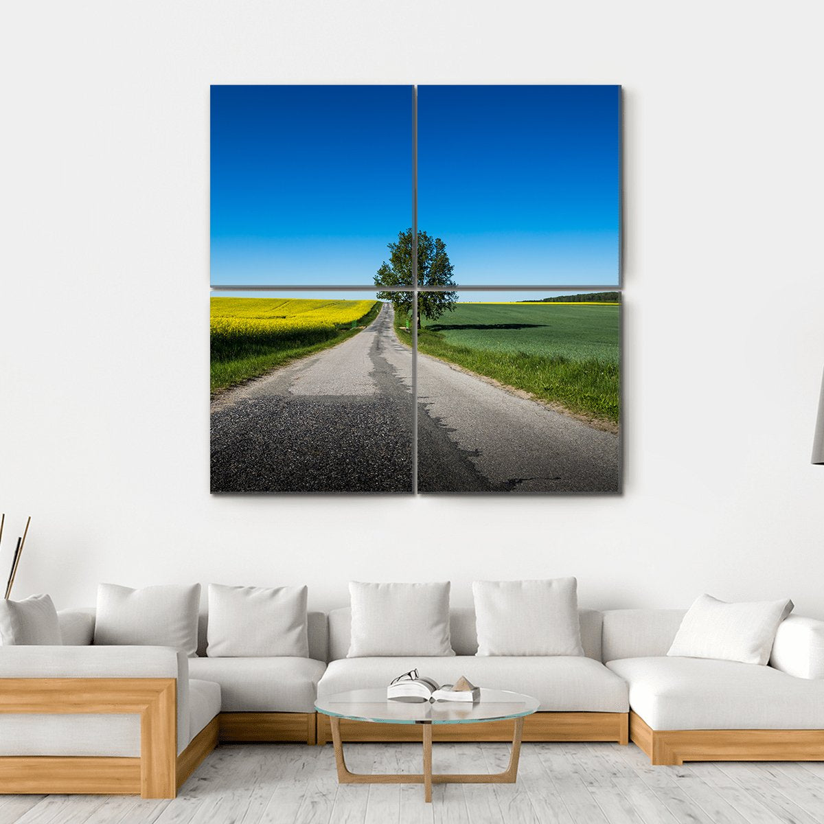 Yellow Rapeseed Field Canvas Wall Art-4 Square-Gallery Wrap-17" x 17"-Tiaracle