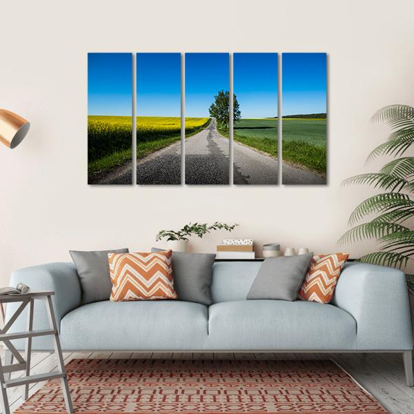 Yellow Rapeseed Field Canvas Wall Art-5 Horizontal-Gallery Wrap-22" x 12"-Tiaracle