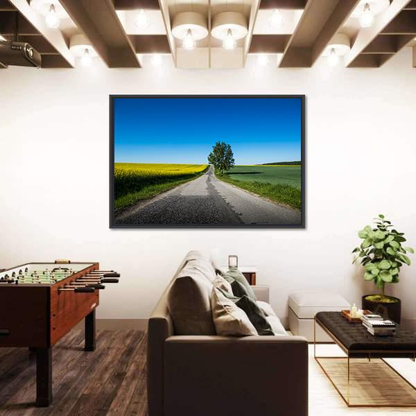 Yellow Rapeseed Field Canvas Wall Art-5 Horizontal-Gallery Wrap-22" x 12"-Tiaracle