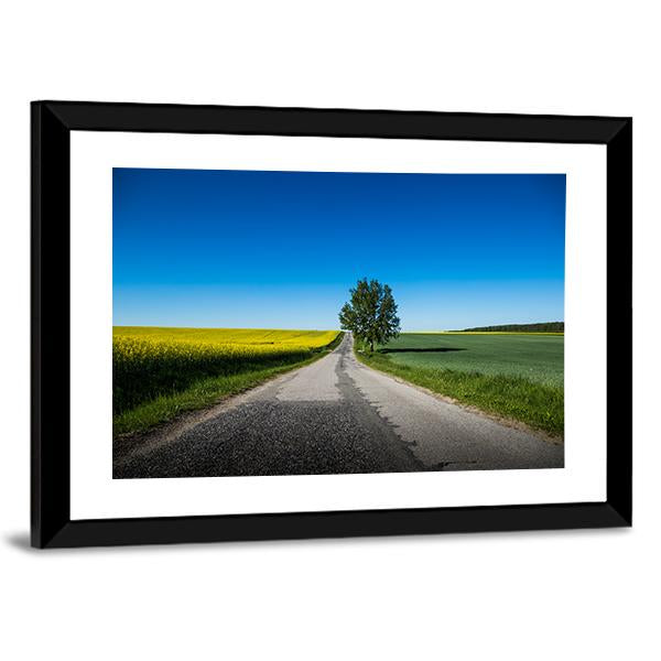 Yellow Rapeseed Field Canvas Wall Art-3 Horizontal-Gallery Wrap-25" x 16"-Tiaracle