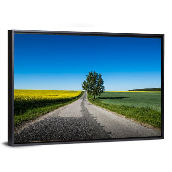 Yellow Rapeseed Field Canvas Wall Art-5 Horizontal-Gallery Wrap-22" x 12"-Tiaracle