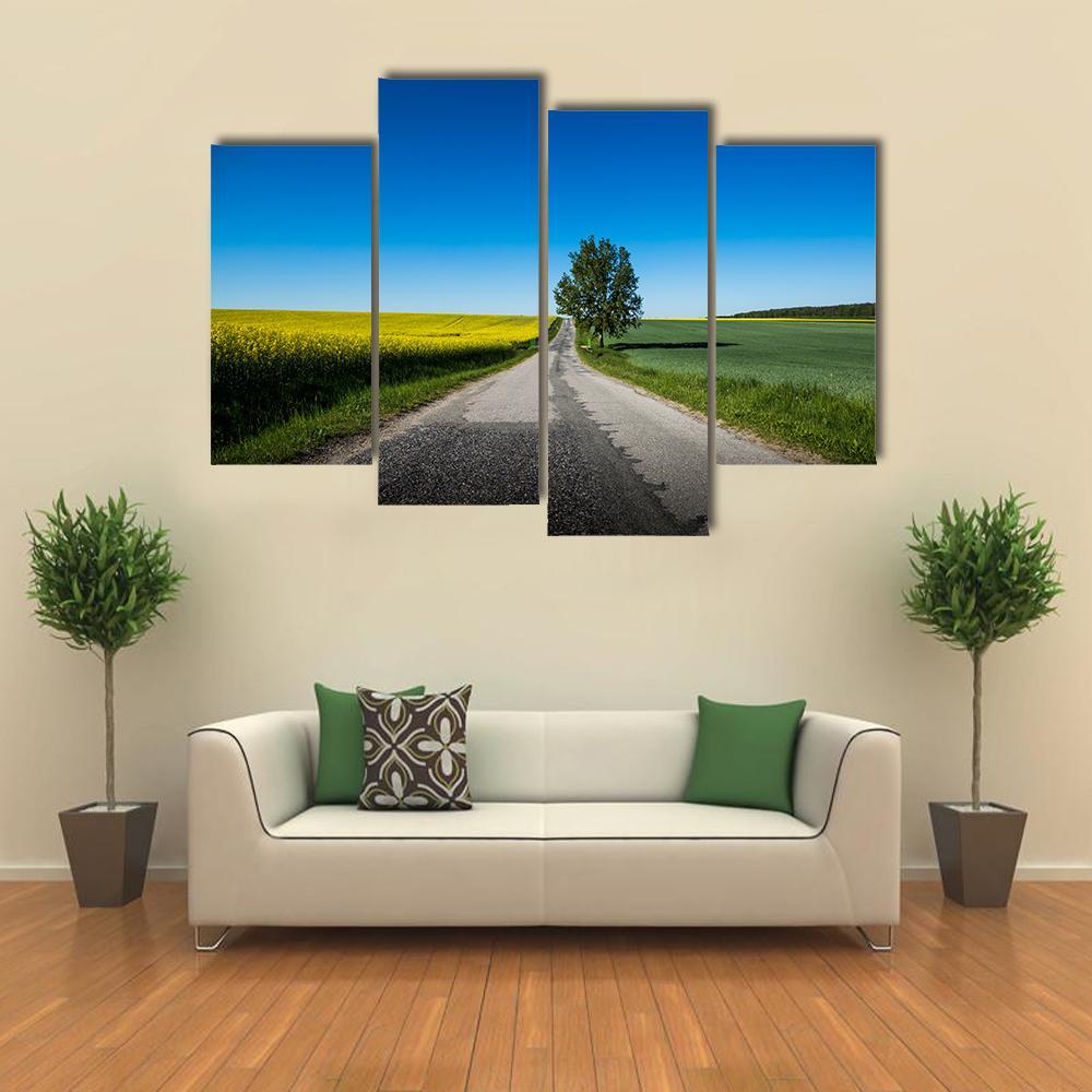 Yellow Rapeseed Field Canvas Wall Art-4 Pop-Gallery Wrap-50" x 32"-Tiaracle