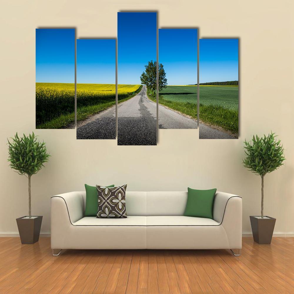 Yellow Rapeseed Field Canvas Wall Art-5 Pop-Gallery Wrap-47" x 32"-Tiaracle