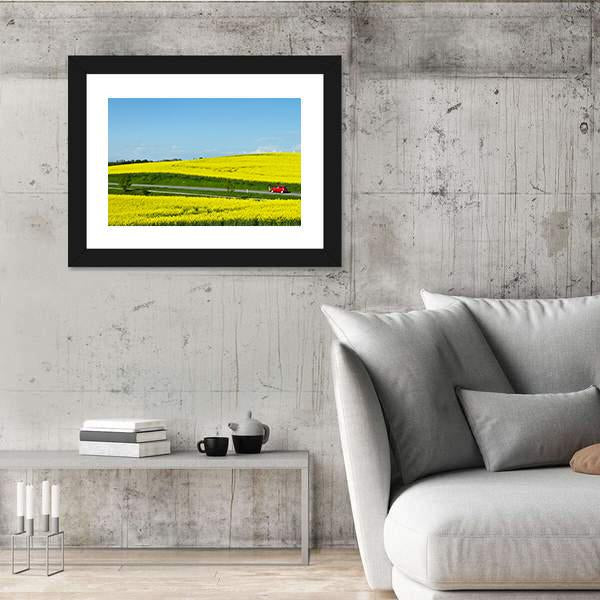Yellow Rapse Field In Spring Canvas Wall Art-3 Horizontal-Gallery Wrap-25" x 16"-Tiaracle
