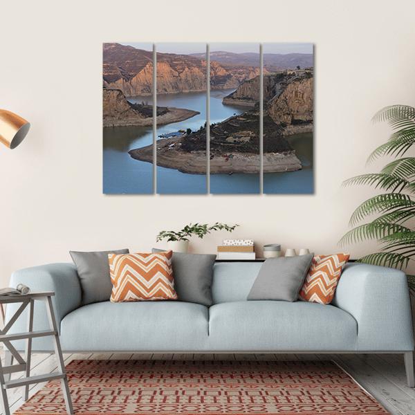 Yellow River Laoniuwan Canvas Wall Art-4 Horizontal-Gallery Wrap-34" x 24"-Tiaracle