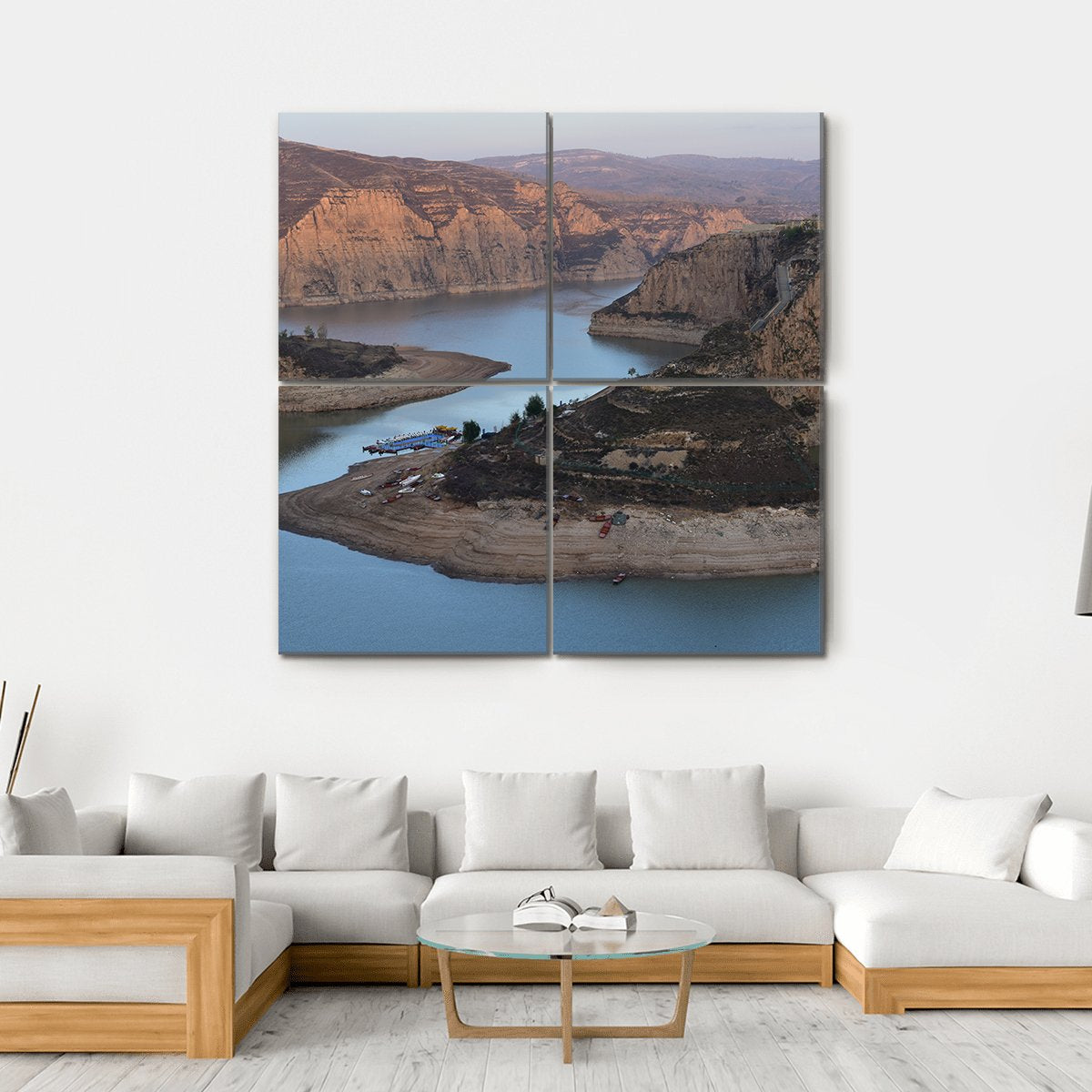 Yellow River Laoniuwan Canvas Wall Art-4 Square-Gallery Wrap-17" x 17"-Tiaracle