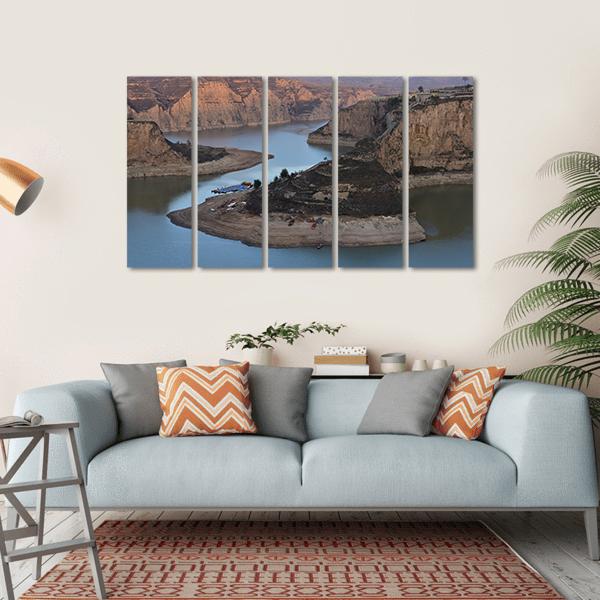 Yellow River Laoniuwan Canvas Wall Art-5 Horizontal-Gallery Wrap-22" x 12"-Tiaracle