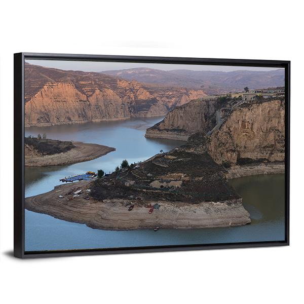 Yellow River Laoniuwan Canvas Wall Art-5 Horizontal-Gallery Wrap-22" x 12"-Tiaracle