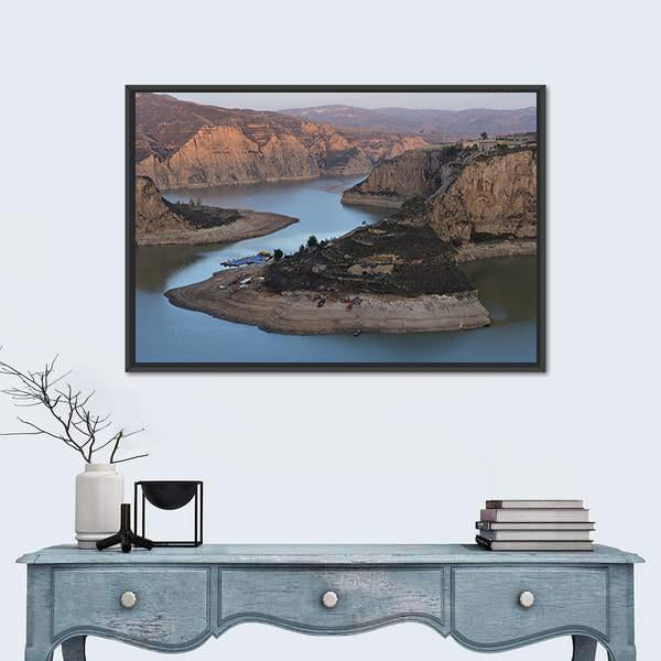 Yellow River Laoniuwan Panoramic Canvas Wall Art-1 Piece-36" x 12"-Tiaracle