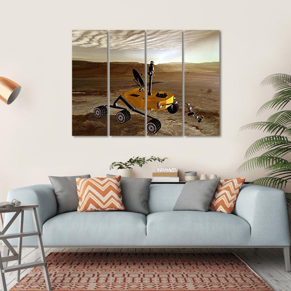 Yellow Rover On Mars Canvas Wall Art-4 Horizontal-Gallery Wrap-34" x 24"-Tiaracle