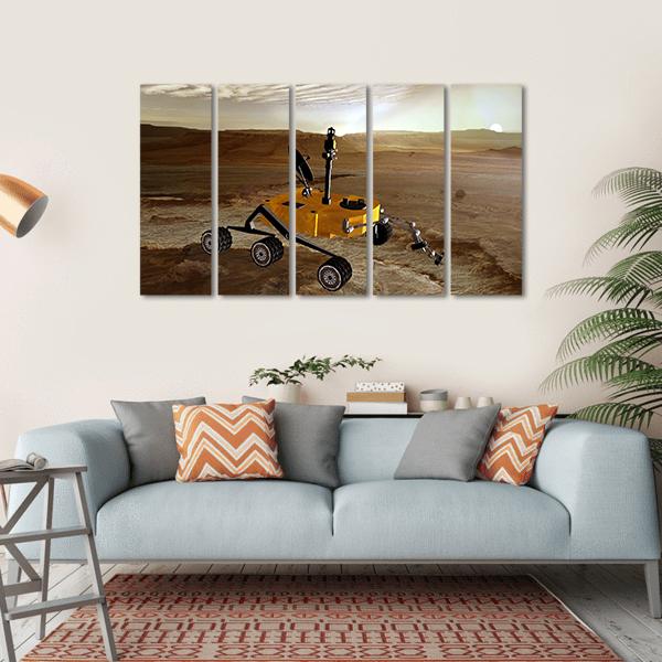 Yellow Rover On Mars Canvas Wall Art-5 Horizontal-Gallery Wrap-22" x 12"-Tiaracle