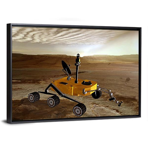 Yellow Rover On Mars Canvas Wall Art-3 Horizontal-Gallery Wrap-25" x 16"-Tiaracle