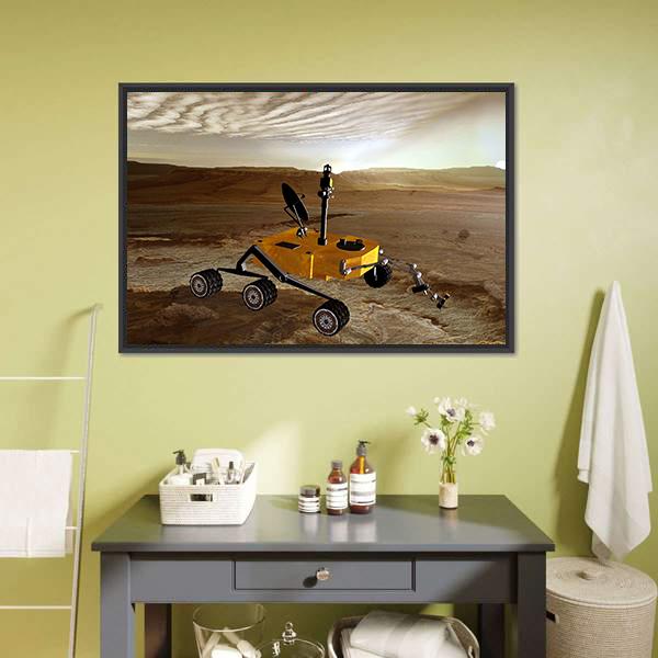 Yellow Rover On Mars Canvas Wall Art-3 Horizontal-Gallery Wrap-25" x 16"-Tiaracle