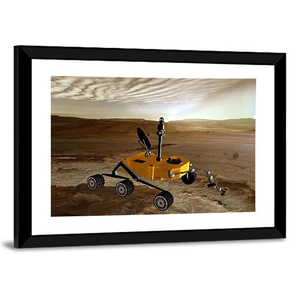 Yellow Rover On Mars Canvas Wall Art-3 Horizontal-Gallery Wrap-25" x 16"-Tiaracle