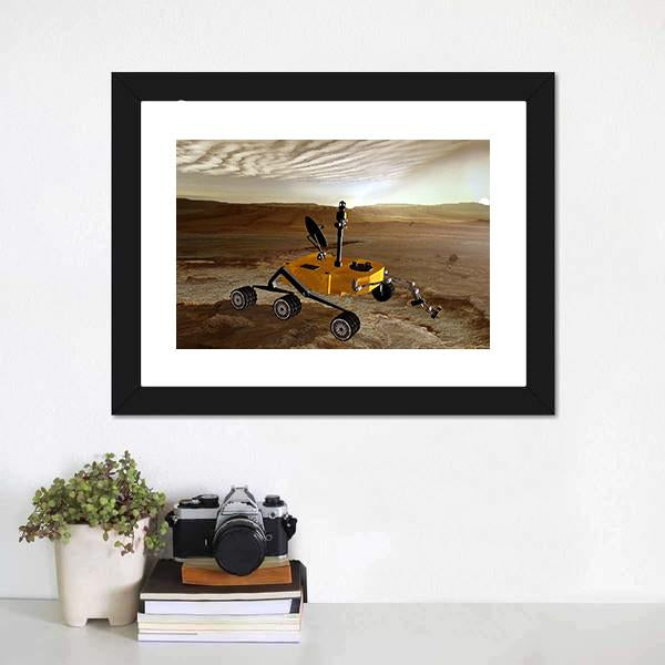 Yellow Rover On Mars Canvas Wall Art-3 Horizontal-Gallery Wrap-25" x 16"-Tiaracle
