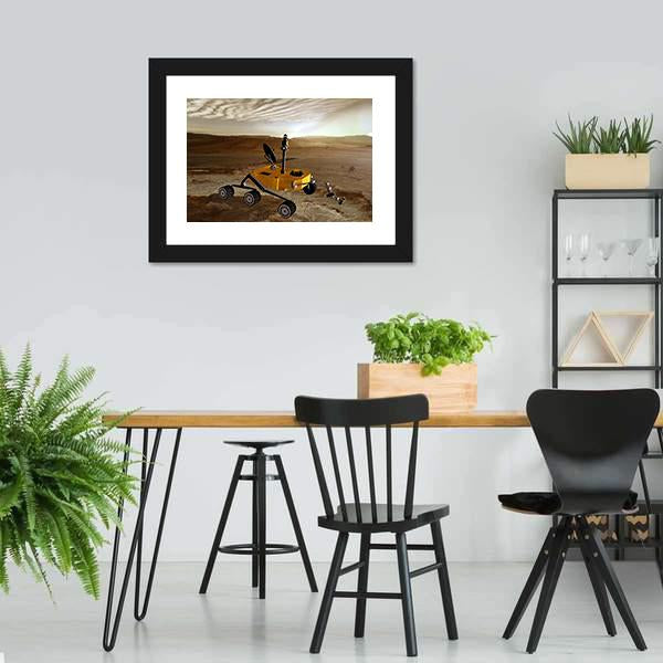 Yellow Rover On Mars Canvas Wall Art-3 Horizontal-Gallery Wrap-25" x 16"-Tiaracle