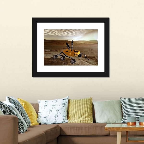 Yellow Rover On Mars Canvas Wall Art-1 Piece-Framed Print-20" x 16"-Tiaracle