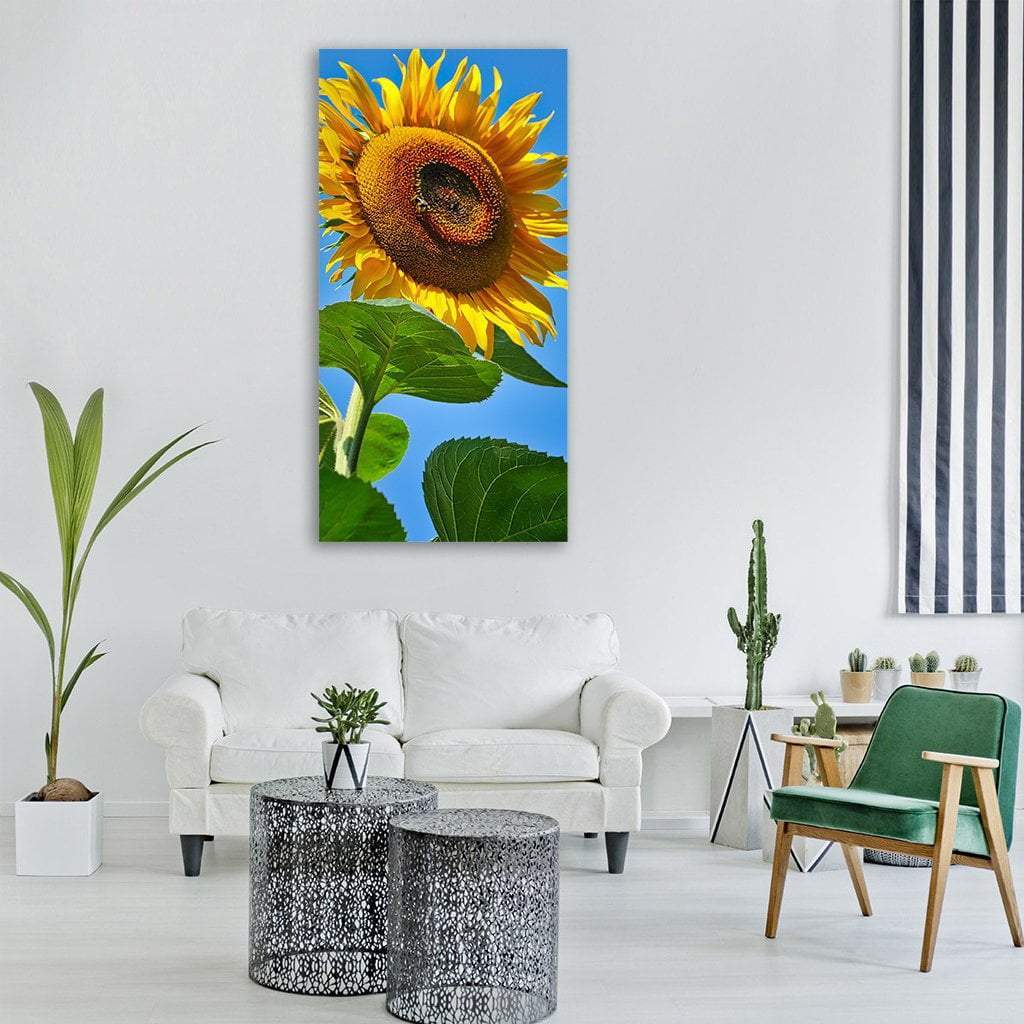 Yellow Sunflower Blossom Vertical Canvas Wall Art-1 Vertical-Gallery Wrap-12" x 24"-Tiaracle