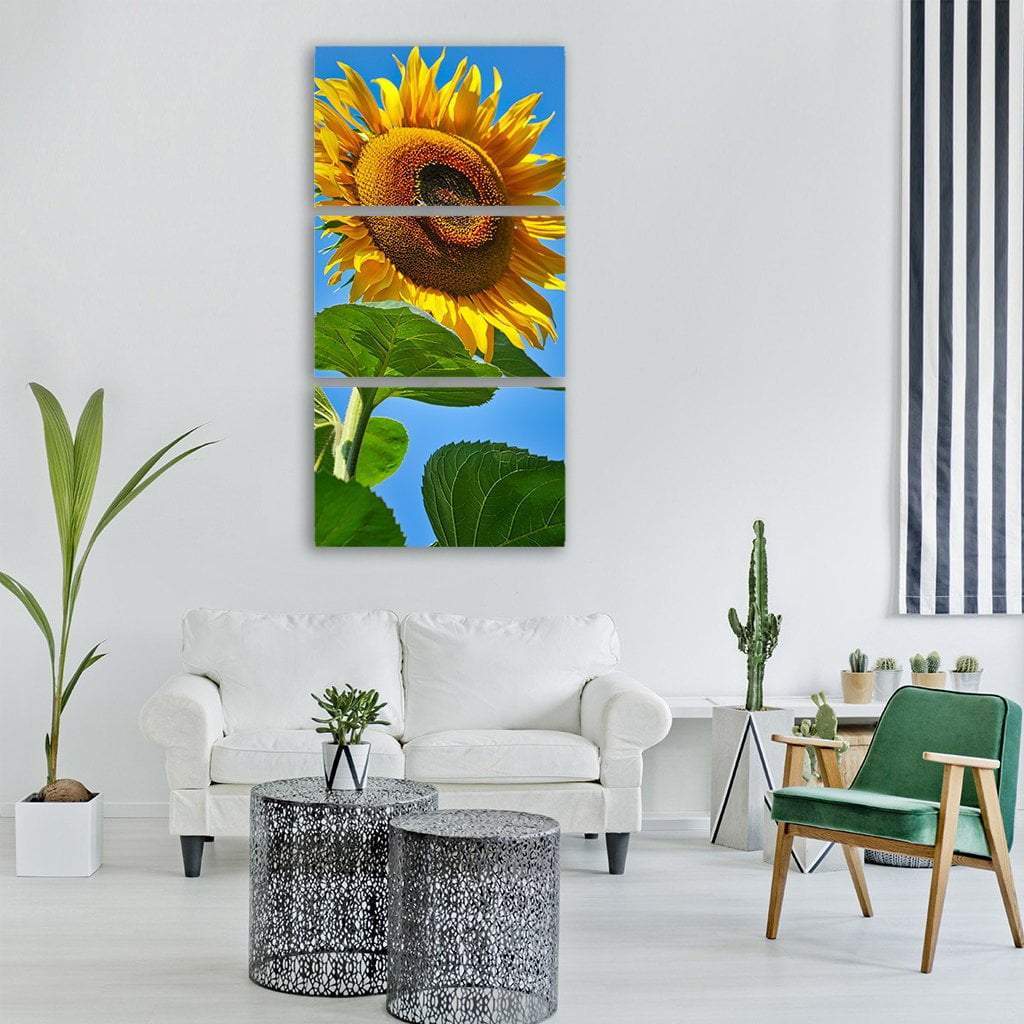 Yellow Sunflower Blossom Vertical Canvas Wall Art-1 Vertical-Gallery Wrap-12" x 24"-Tiaracle