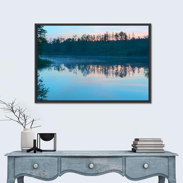 Yellow Sunset On Shore Of Baltic Sea Canvas Wall Art-1 Piece-Floating Frame-24" x 16"-Tiaracle